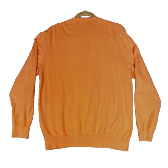 Nautica Sweater Mens Large Orange V Neck 100% Cotton Pullover Lightweight Knit - Picture 2 of 11